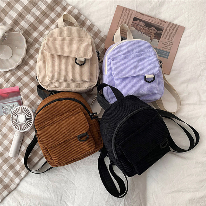 Solid Color Mini Backpack Cord - Fashion Backpack Women ulasan dan harga