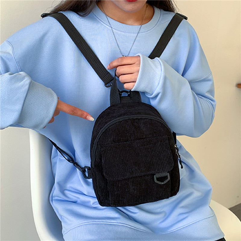 Solid Color Mini Backpack Cord - Fashion Backpack Women ulasan dan harga